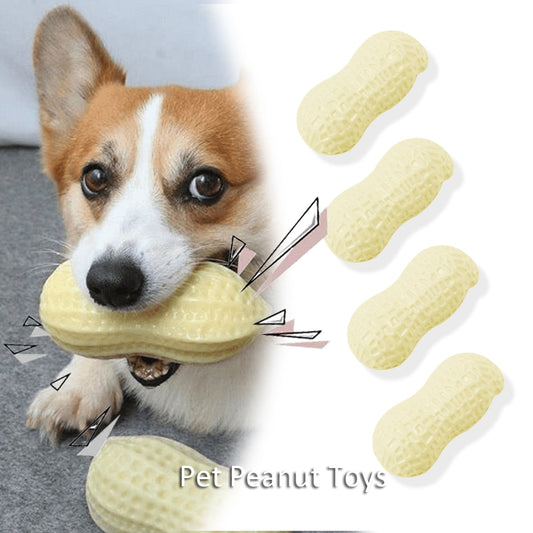 Pet Chew Toys Pet TPR Set Interactive Playing Funny Molar Peanut Shape Dog Squeaky Sound Puppy Molar Bite Cleaning Teeth