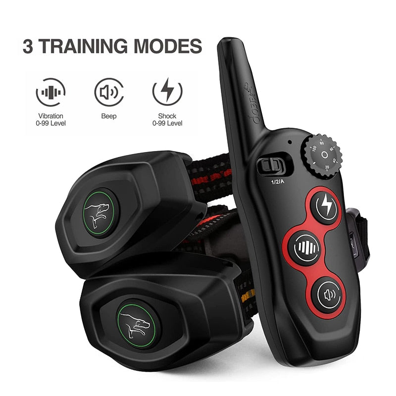 Dog Training Collar Remote Control Electric Shock Automatic Anti-Bark Collar w/3 Training Modes Beep Vibration Shock Waterproof