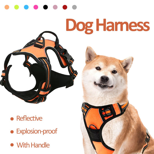 Dog Harness Reflective Harness Vest Outdoor Walking Training Vest With Handle For Golden Retriever Medium Large Dogs Accessories